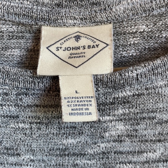 St. John’s Bay Gray Sweater Ruffle Hem Long Sleeve - Picture 3 of 5